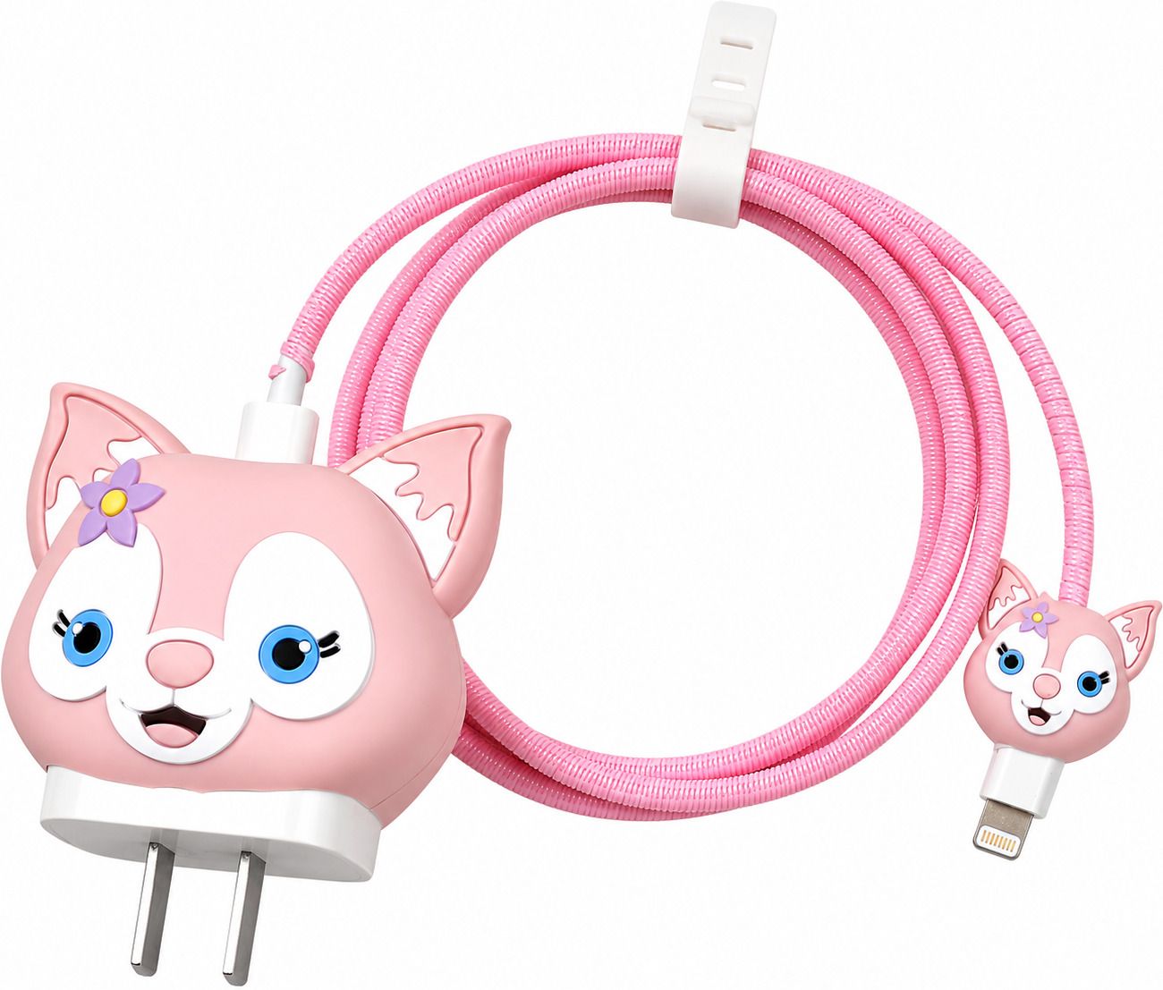 BUYOJO I Phone Charger Cover Cute Pink Cartoon Cat Cover Cable Protector-image-25