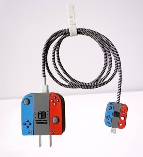 Micvir Charger Cover for iPhone 18W-20W Charger, 3D Cartoon Design Nintendo, Spiral Cable Protector-picture-19