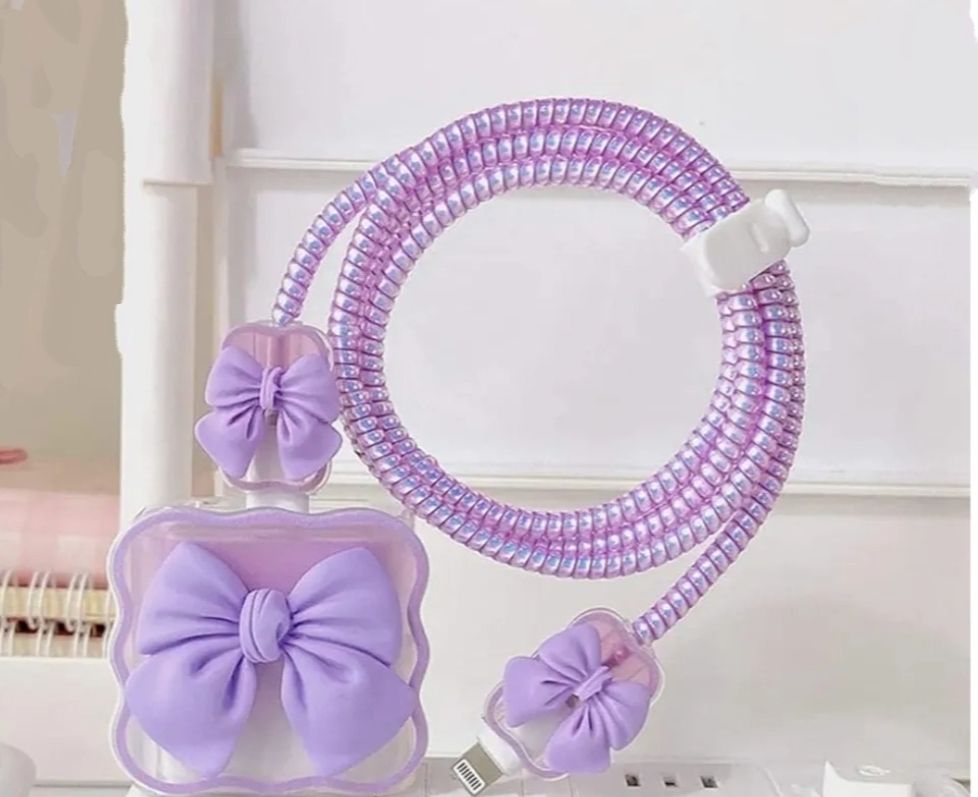 ABC iPhone Charger Case Cover 18-20W Adapter Silicon Charger Cover Purple Cable Protector-picture-20