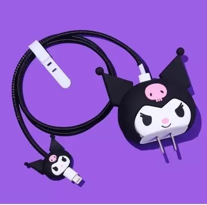 AUDICE iPhone Charger Cover For 18W/20W | Cute 3D Cartoon Character Black Kuromi Cable Protector-image-40