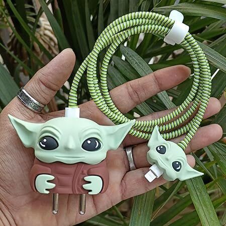 BeeNex Charger Cover for i-Phone 20W, 3D Cartoon Yoda Design for i-Phone 11 12 13 14 15 Cable Protector-image-24