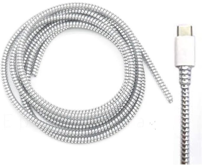 KAELAN Silver 1.5M M Metallic Finish Charger Spiral Cable Protector Cable Protector. Cable Protector-image-46