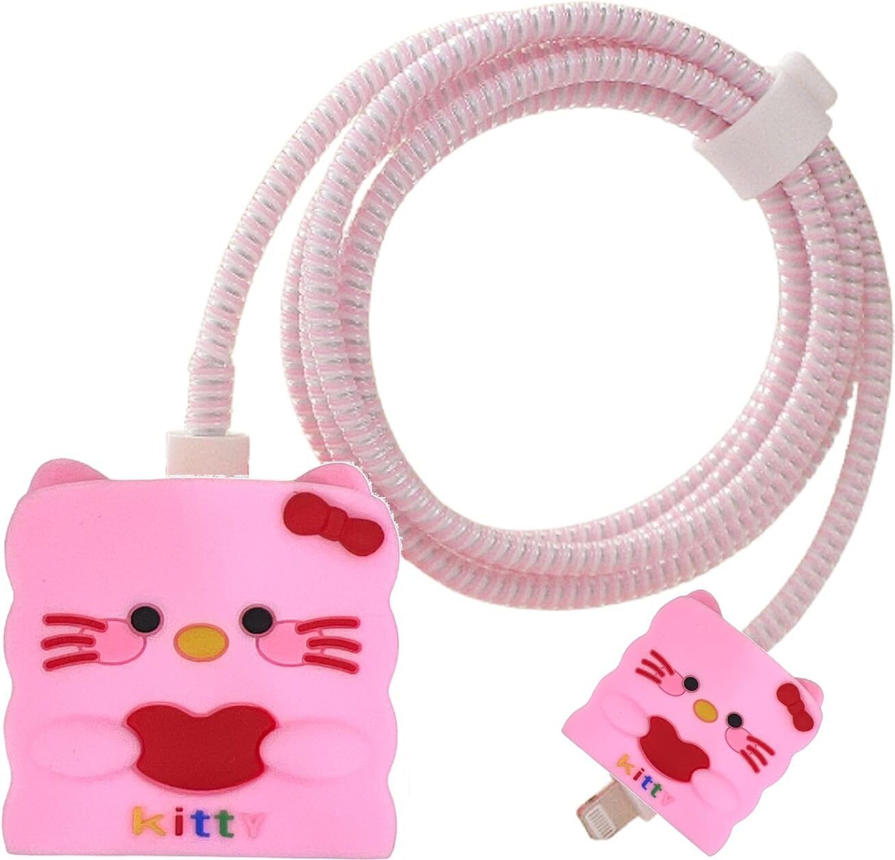 Augen Cute Kitty Pink 3D Protective Case for 20W iPhone Charger & Lightning Cable Cable Protector-image-23