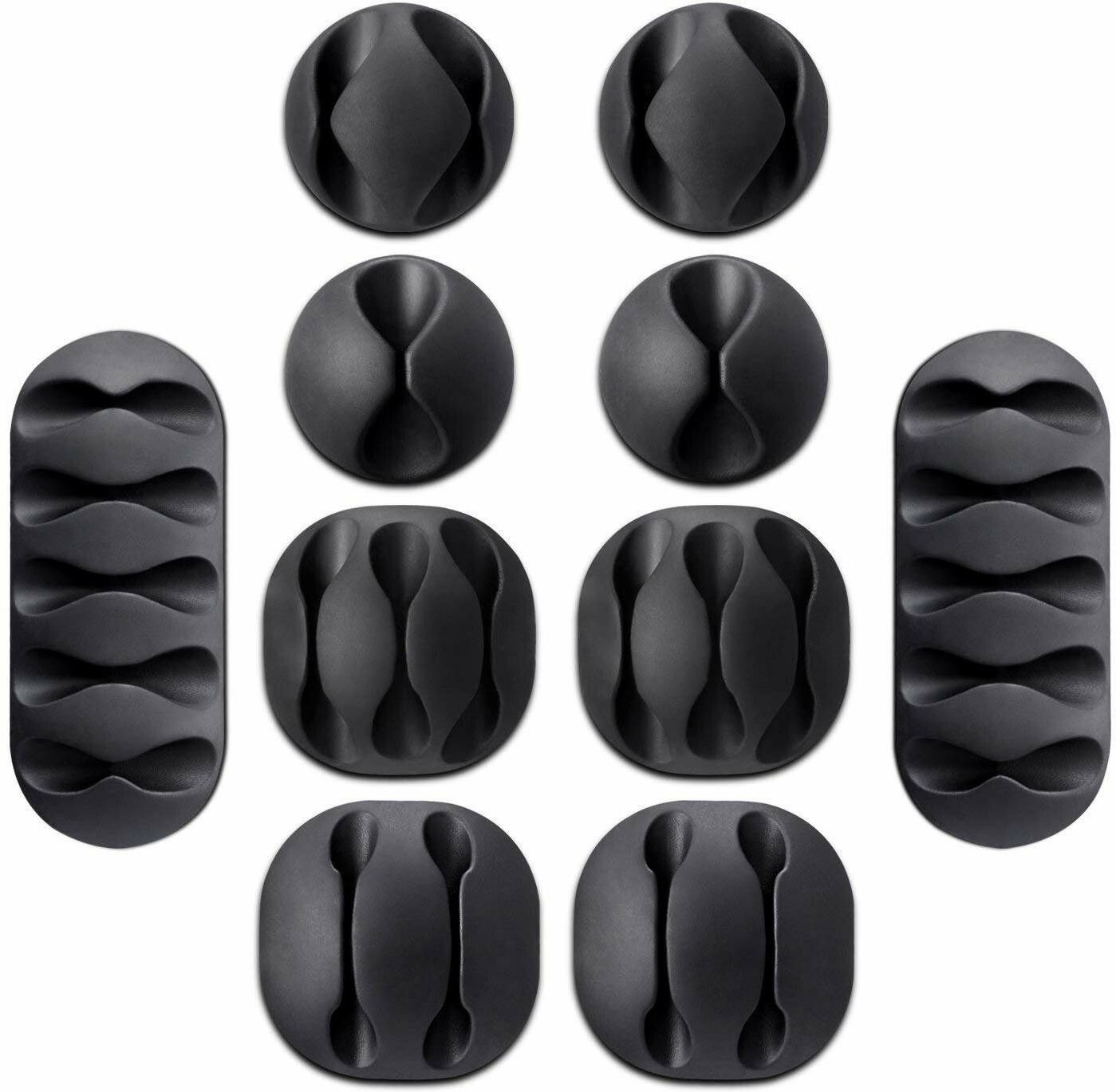 KeepCart Wire Clips Cable Protector,10pack Cable Clips Desktop Cord Organizer,Cable Management, Wire Holder System, Multipurpose Silicone Adhesive Cord Hooks For TV Home, Office, Cubicle, Car, Desk Cable Protector (Black) Cable Protector-image-2