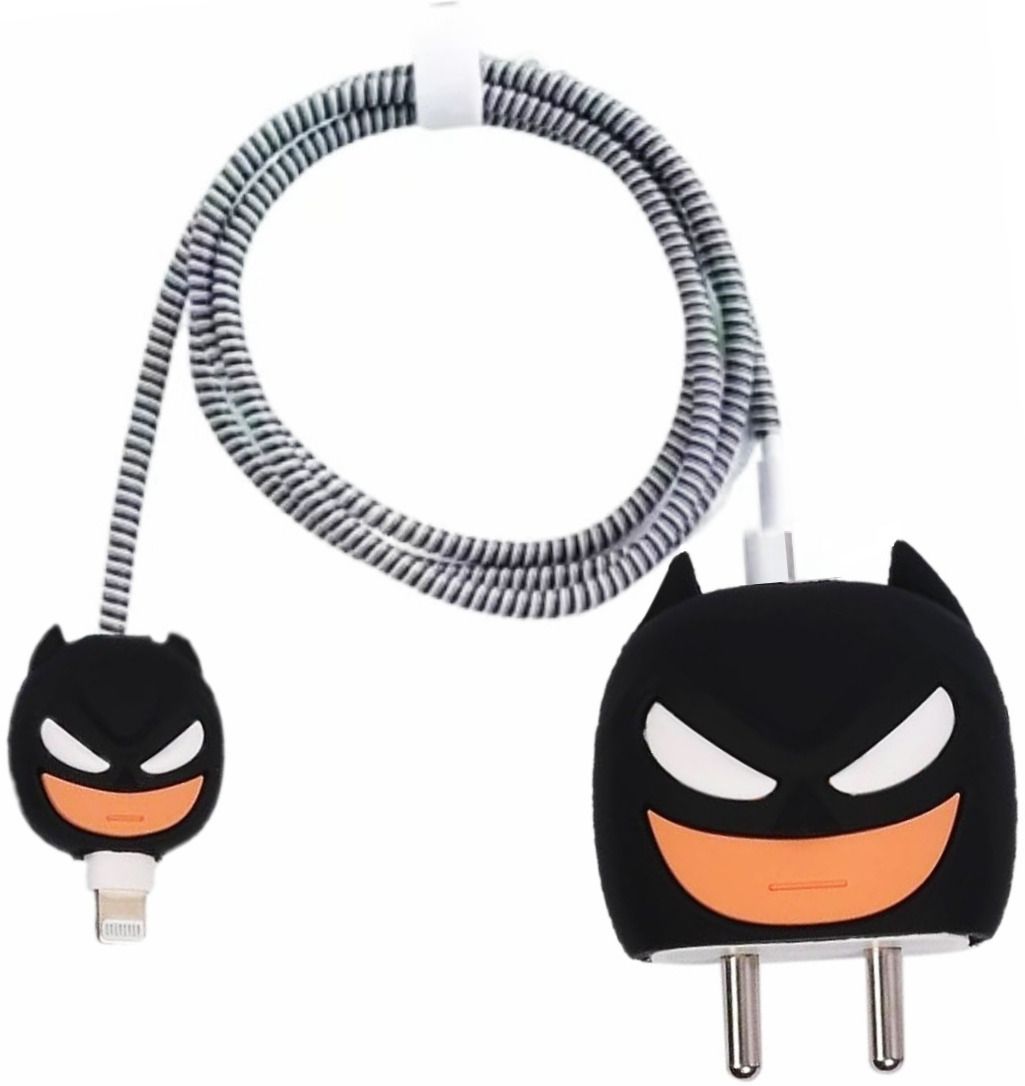 RidivishN Charger Cover for iPhone 18W-20W Adapter, Cute 3D Cartoon Batman, USB Spiral Cable Protector-picture-16