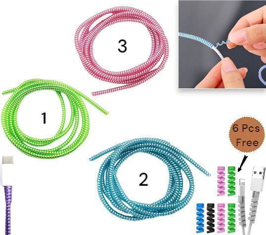 Hanumano (Pack of 3) 1.5 Meter/ 150 cm Shinning Spiral Cable Protector-image-2