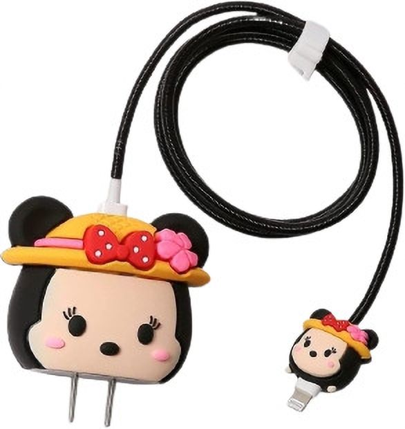 RidivishN Charger Cover for iPhone 18W/20W Charger, 3D Cartoon Design Minnie Spiral Cover Cable Protector-picture-16