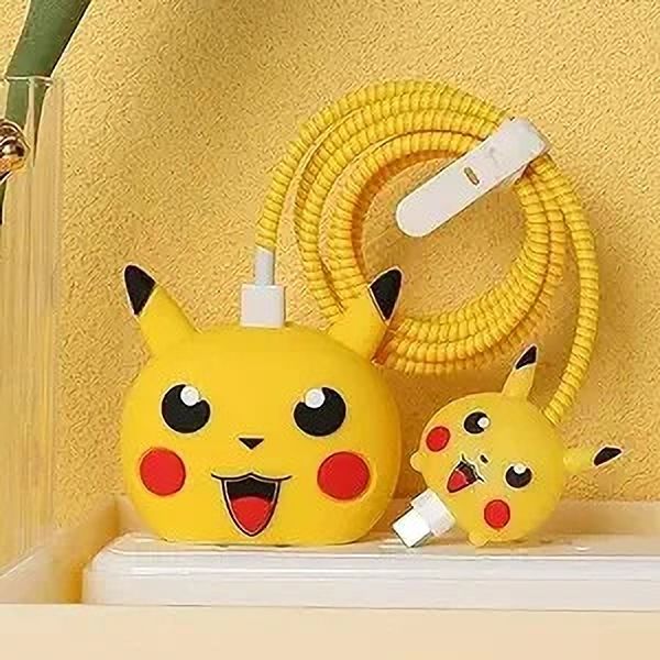 MobiLooks Charger Cover for iPhone 18W-20W Type C Charger 3D Cartoon Design Pikachu Case Cable Protector-image-39