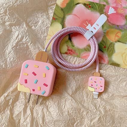 BeeNex Safe Cute Protective Charger Case for iPhone 20W USB-C Adapter, Spiral Cable Protector-picture-15