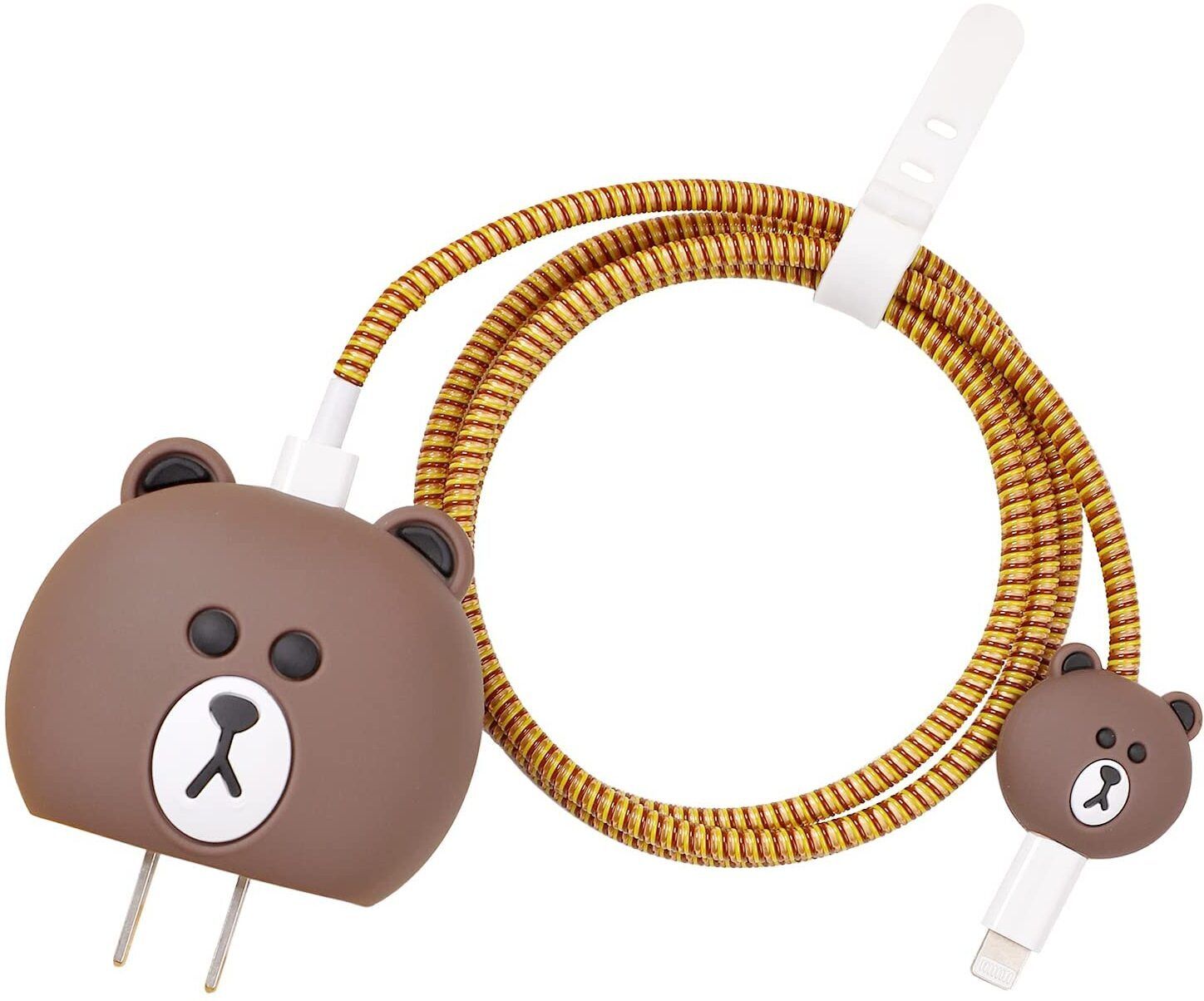 AUDICE iPhone Charger Cover For 18W/20W | Cute 3D Cartoon Character Dark Brown Bear Cable Protector-image-23
