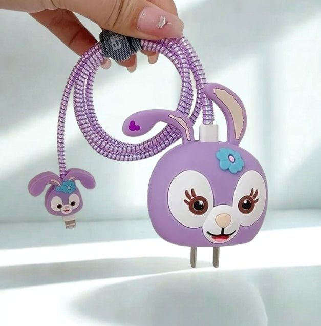 AKASHIFY Trendy Cute Bunny Charger Cover for i-Phone 18W/20W Adapter Cable Protector-picture-26