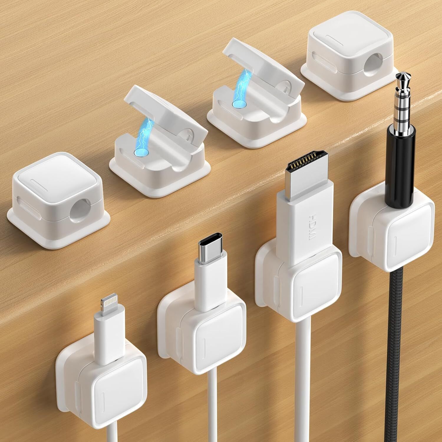 TECHNOWAY Magnetic Cable Organizer Clips Self Adhesive Wire Management Solution for Cable Protector-picture-35