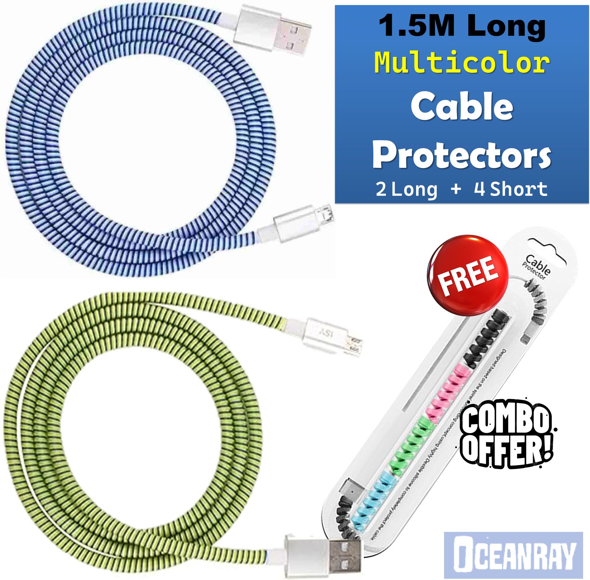 OCEANRAY 1.5M 2 Long 4 short Cable Protector-image-0
