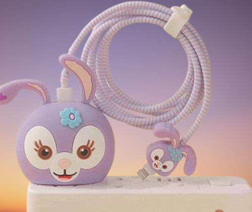 GADGETSBULK 3D Purple Rabbit Spiral Cable Protector COVER FOR CHARGER 18W&20W Cable Protector-picture-27