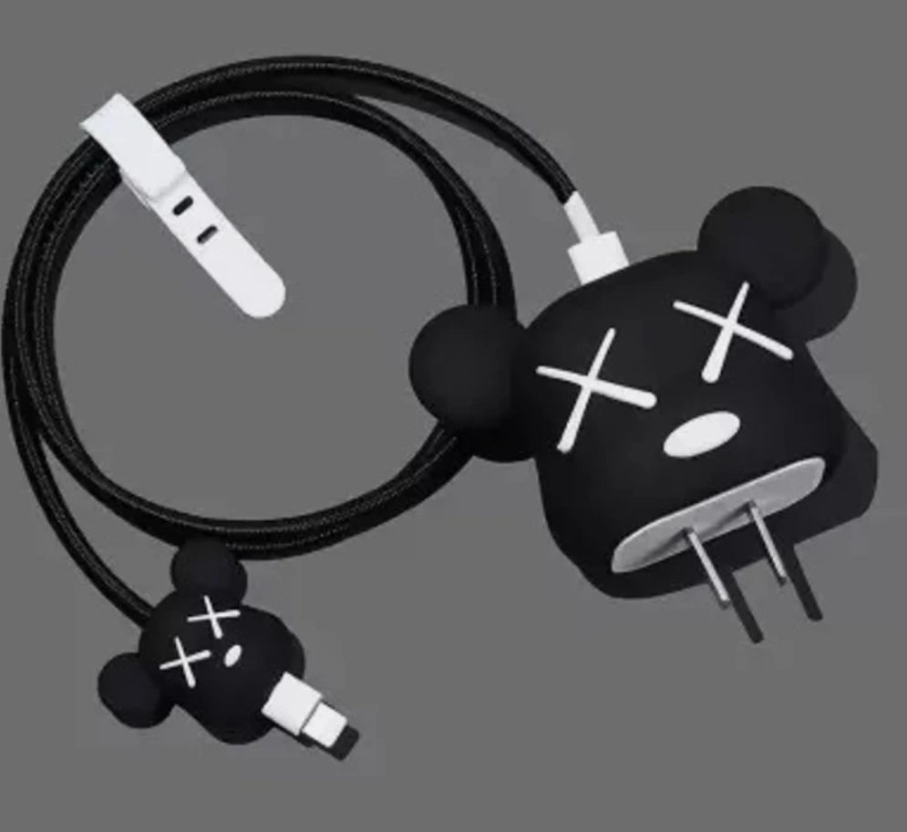 CrossMart iPhone adapter charger cover for 18W/20W , Cute 3D Cartoon Character (BLACKBEAR) Cable Protector-image-9