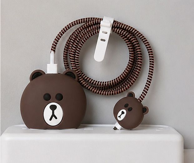 AKASHIFY Trendy Cute Bear Charger Cover for iPhone 18W/20W Adapter Cable Protector-image-20