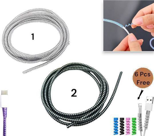Hanumano (Pack of 2) 1.5 Meter/ 150 cm Shinning Spiral Cable Protector-image-4