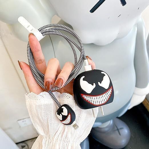 BeeNex Silicone Cartoon i-Phone Charger Case Cover for 18W-20W, 3D Cute Venom Design Cable Protector-picture-26