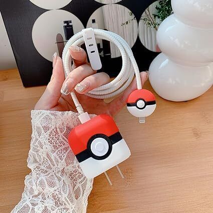 BeeNex Case Cover for iPhone 18W-20W Charger, 3D Cute Cartoon Design Poke, Spiral Cable Protector-picture-19