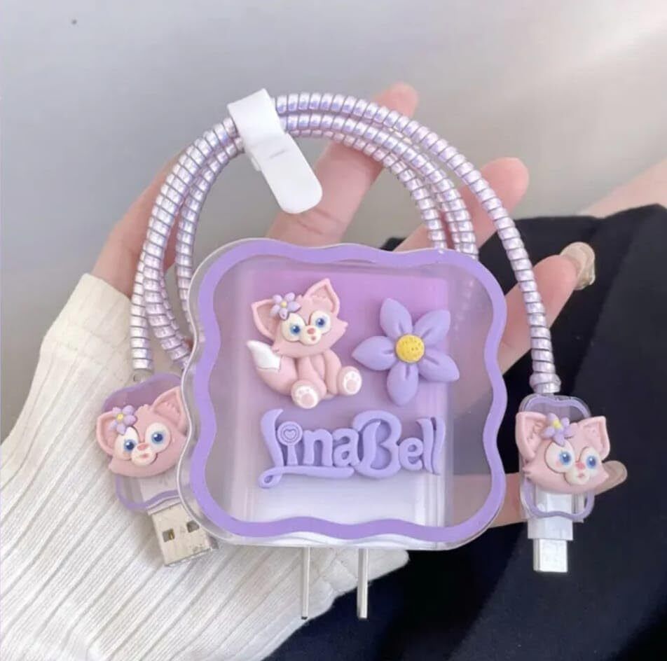 Tripleedgecommerce Iphone Charger Case Cover Cute LinaBell 18W & 20W (LinaBell Purple) Cable Protector-image-41