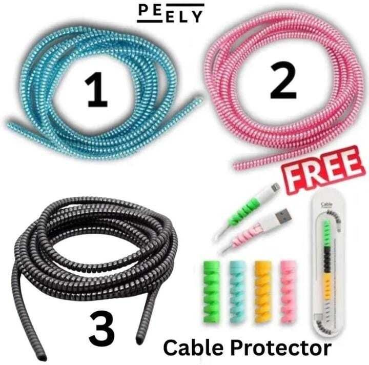 VELORA (4pcs) with Spiral Triple Color 1.6 Mtr (3pc) Cable Protector-picture-15