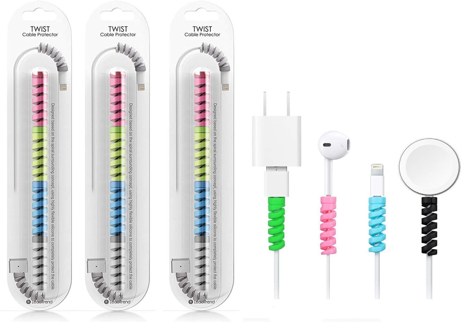 AuraBazarr 12-Piece Silicone Cable Protectors, Charger & Wire Saver Charging Cords Spiral Cable Protector-picture-44
