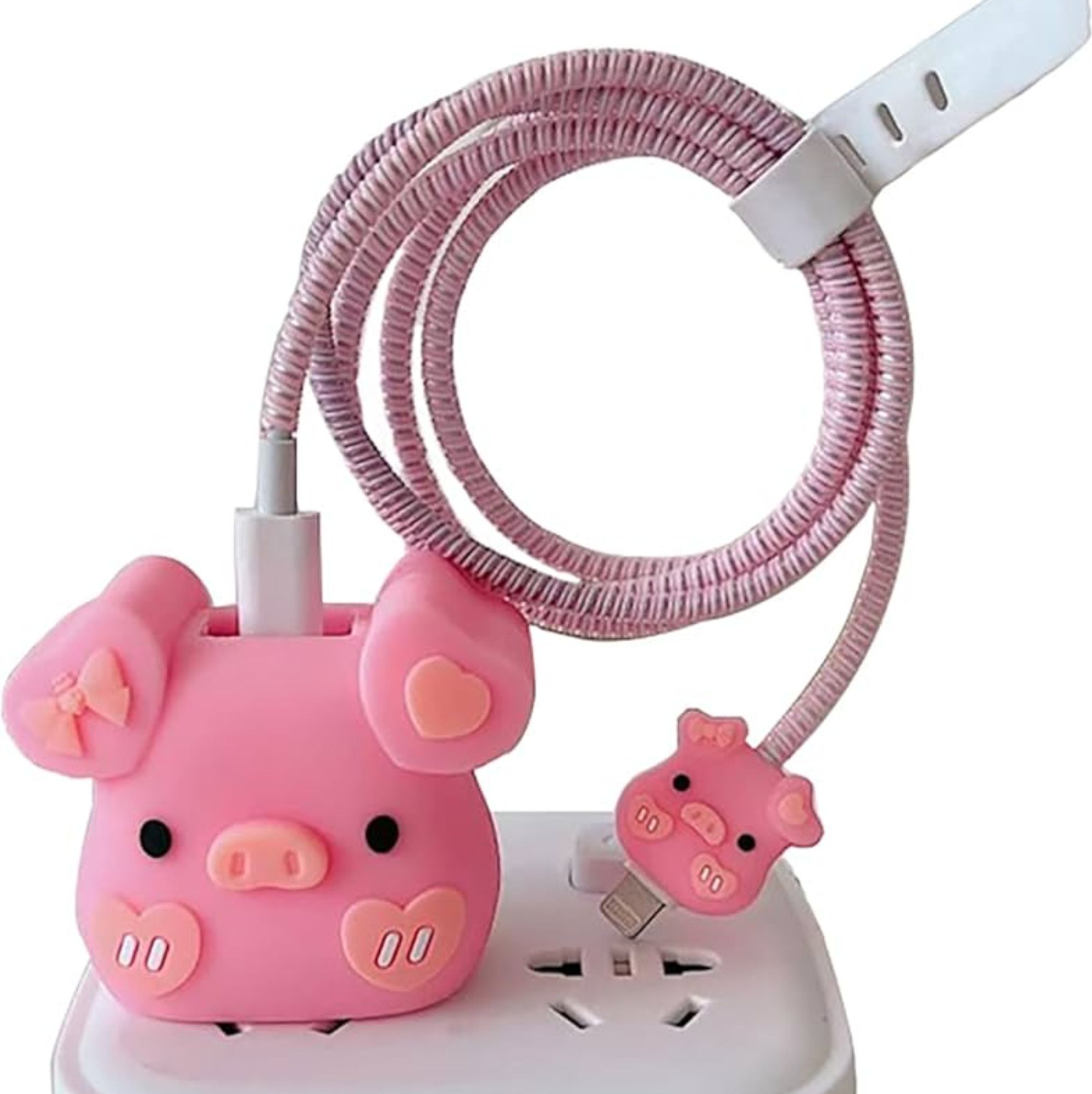 Mobsterzs Pink Piggy Charger & Cable Protective Case Cable Protector-image-12