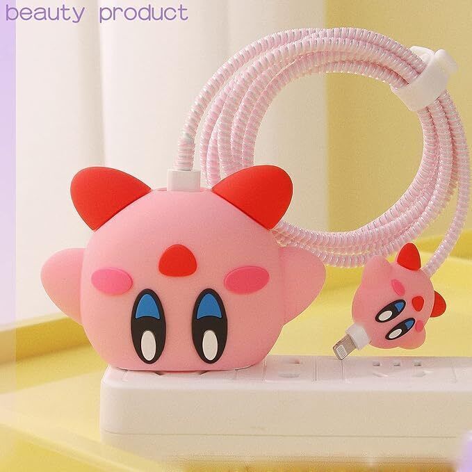 BeeNex Charger Cover for i-Phone 20W,3D Cartoon Kirby Design for i-Phone 11 12 13 14 15 Cable Protector-image-23