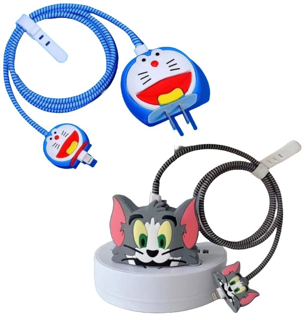 AIFEI pack of 2Charger Cover for iPhone 18W-20W Charger, 3D cartoon tom and doremon Cable Protector-picture-13