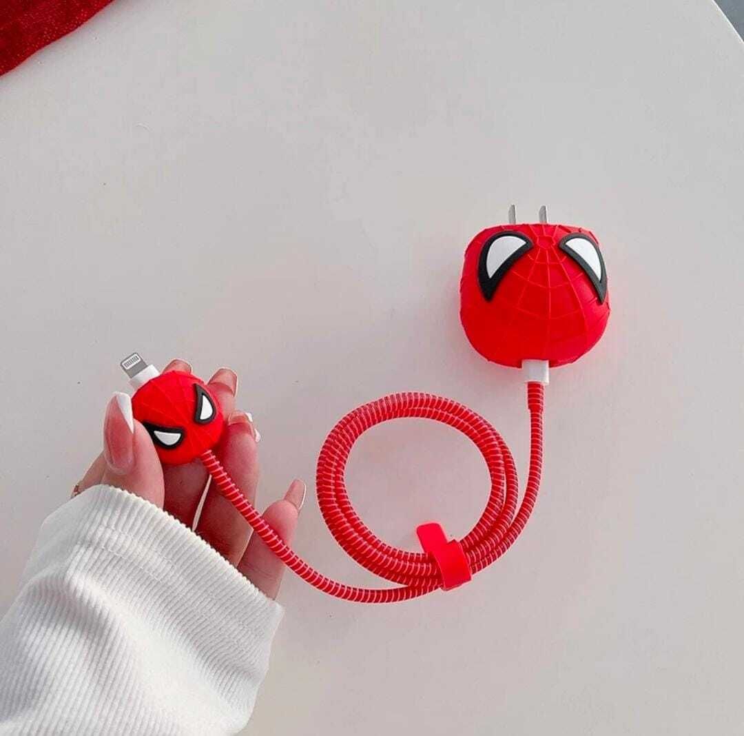 ONE FIT Charger Cover For iPhone 18W-20W Charger, 3D Cartoon Spider Man Red Spiral Cable Protector-picture-20