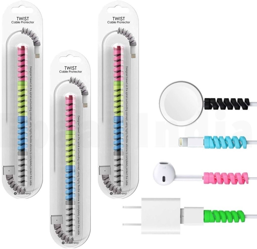 Epaal Spiral Cable Protector Winder Sleeve Protecting Expensive Cables 3 Sets (12 pcs) Cable Protector-image-31