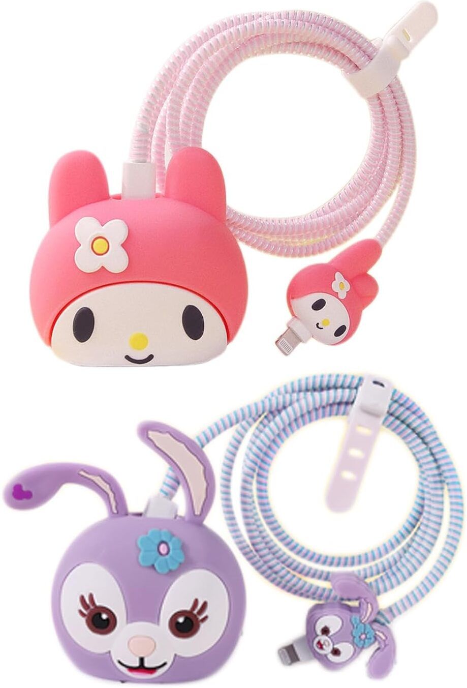 LN KART 2 Packs 3D Cute Cartoon Charger Cover 18W/20W USB-C Power Adapter Protector Cable Protector-image-22