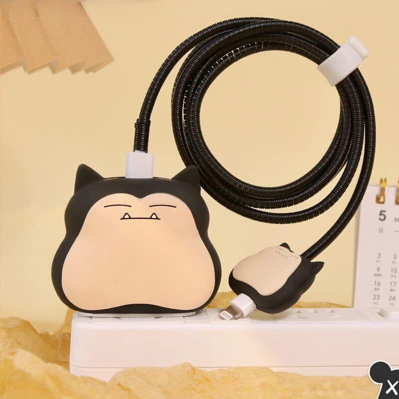 Micvir Charger Cover for iPhone 18W-20W Charger, 3D Cartoon Design Black Kabi, Spiral Cable Protector-picture-24