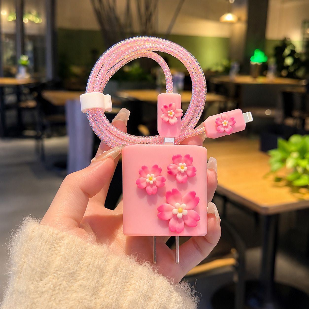 MOBIDEER iPhone Charger Cover For 18W/20W Pink Sakura Flower Charger Case Cable Protector-image-27