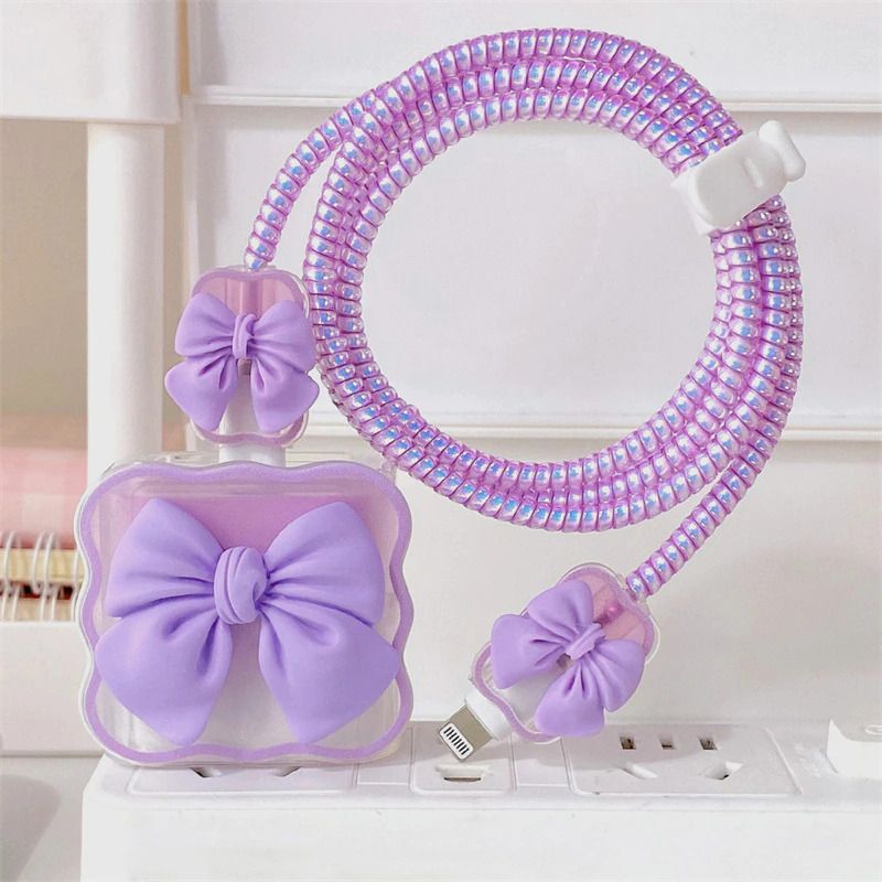 VAPRIF iPhone Charger Case For 18W/20W | Cute Silicon Bow Knot | Sprial Cable Protector-image-19