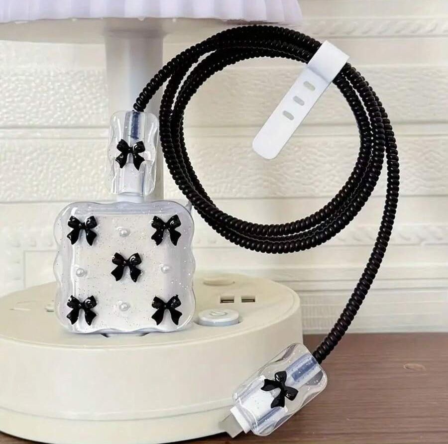 VAPRIF Charger Cover For iPhone 18W/20W Type C Adapter Charger Case Aesthetic Black Bow Cable Protector-image-25