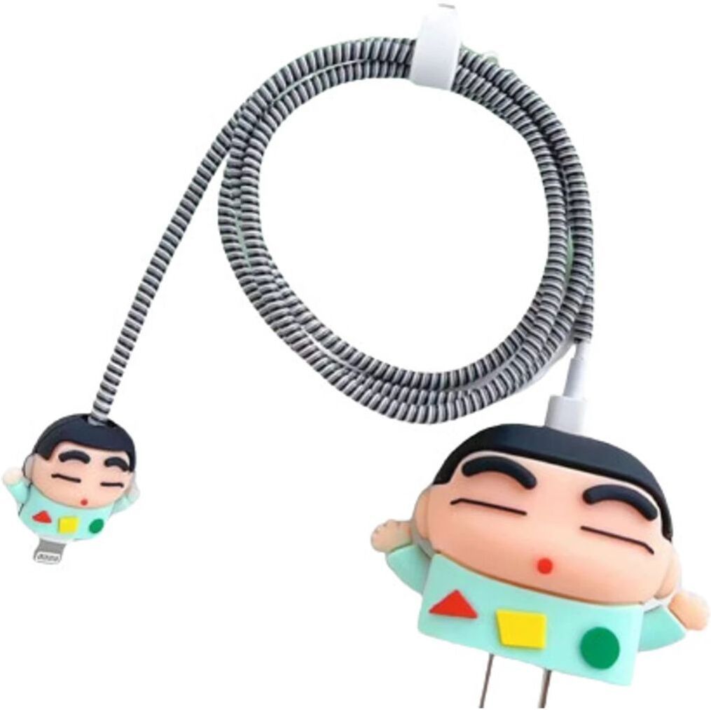 ShriShyam Charger Cover for iPhone 18/20W Charger, 3D Cartoon Design ShinChan Spiral Cover Cable Protector-picture-31