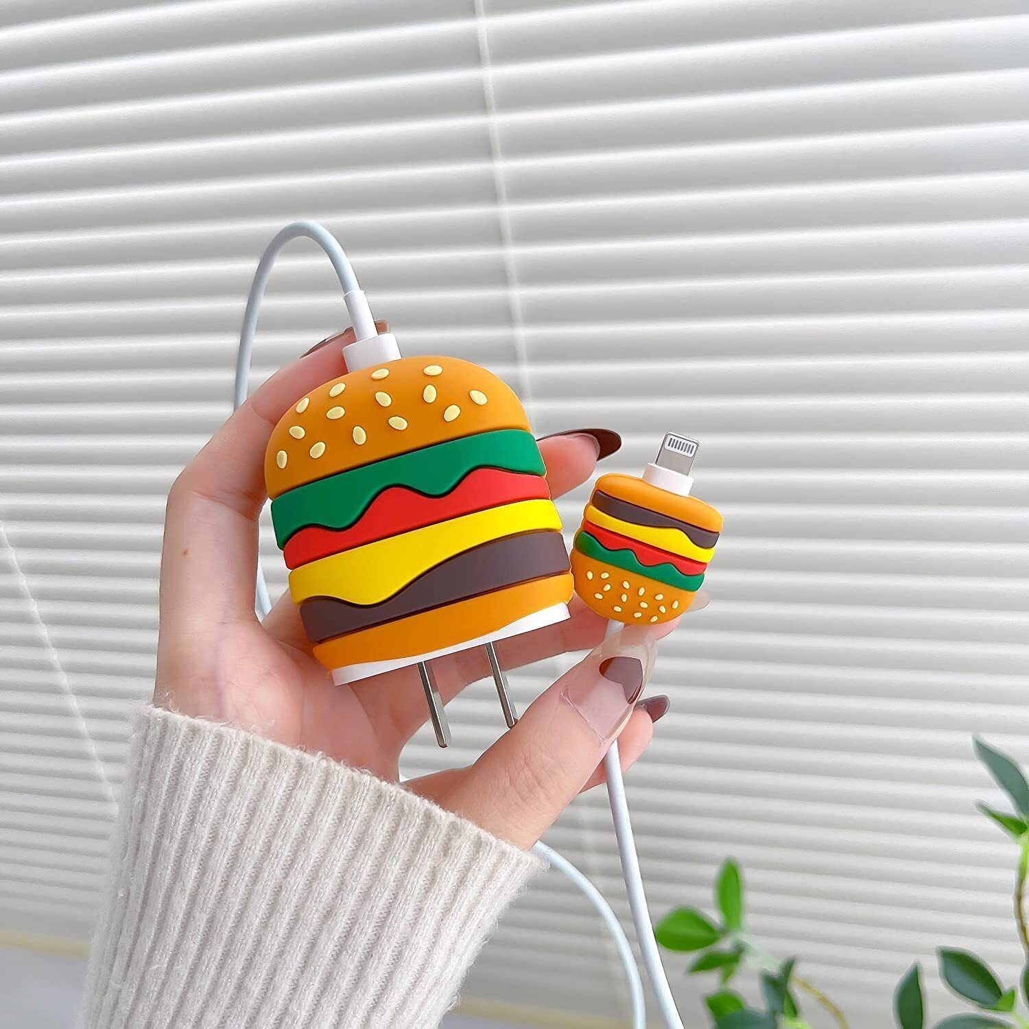 AUDICE iPhone Charger Cover For 18W/20W | Cute 3D Cartoon Character HamBurger Cable Protector-image-39