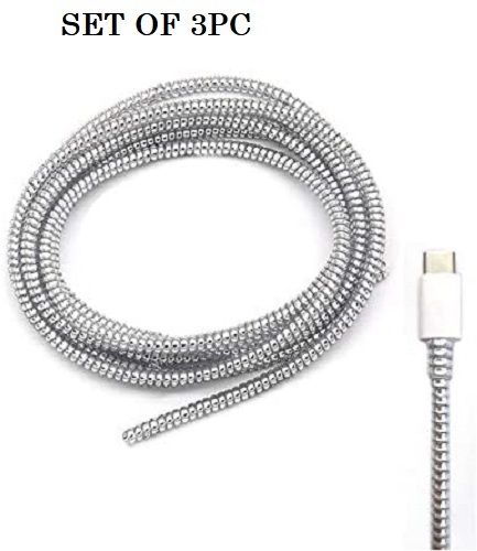 RETRACK SET OF 3PC Metallic Finish Charger Spiral Cable Protector-picture-18