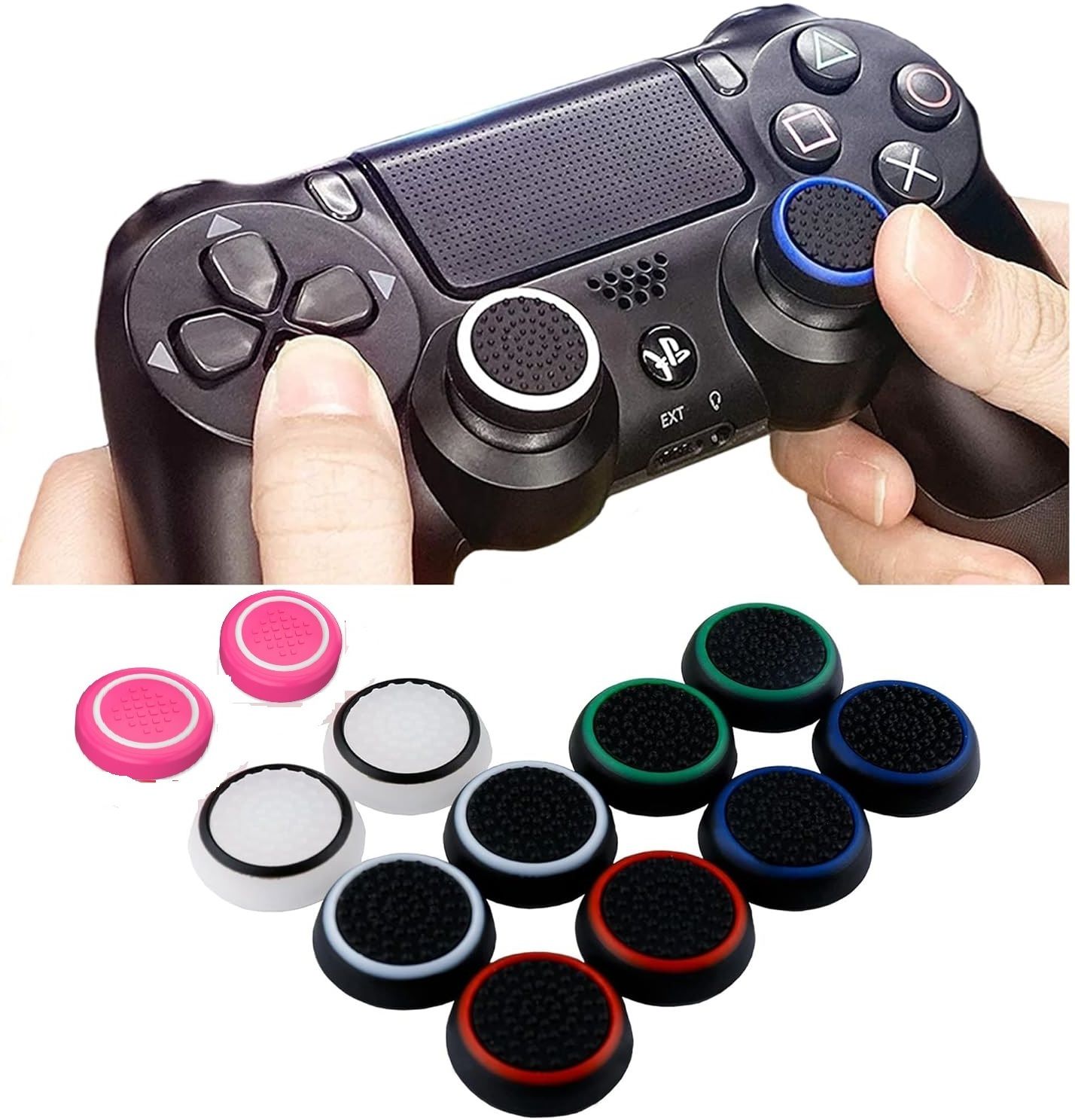 Like Star 12PCS Silicone Thumb Grips/Analog Controller Joystick Button Covers/Caps Cable Protector-image-48