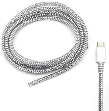 KAELAN Silver 1.5M Full Size Metallic Finish Charger Spiral Cable Protector Cable Protector-image-35