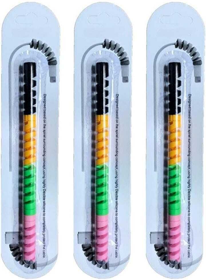 Glock Cable Protector Data Cable Charging Protective Cable Colourful Combo Pack of 3 Cable Protector-image-17