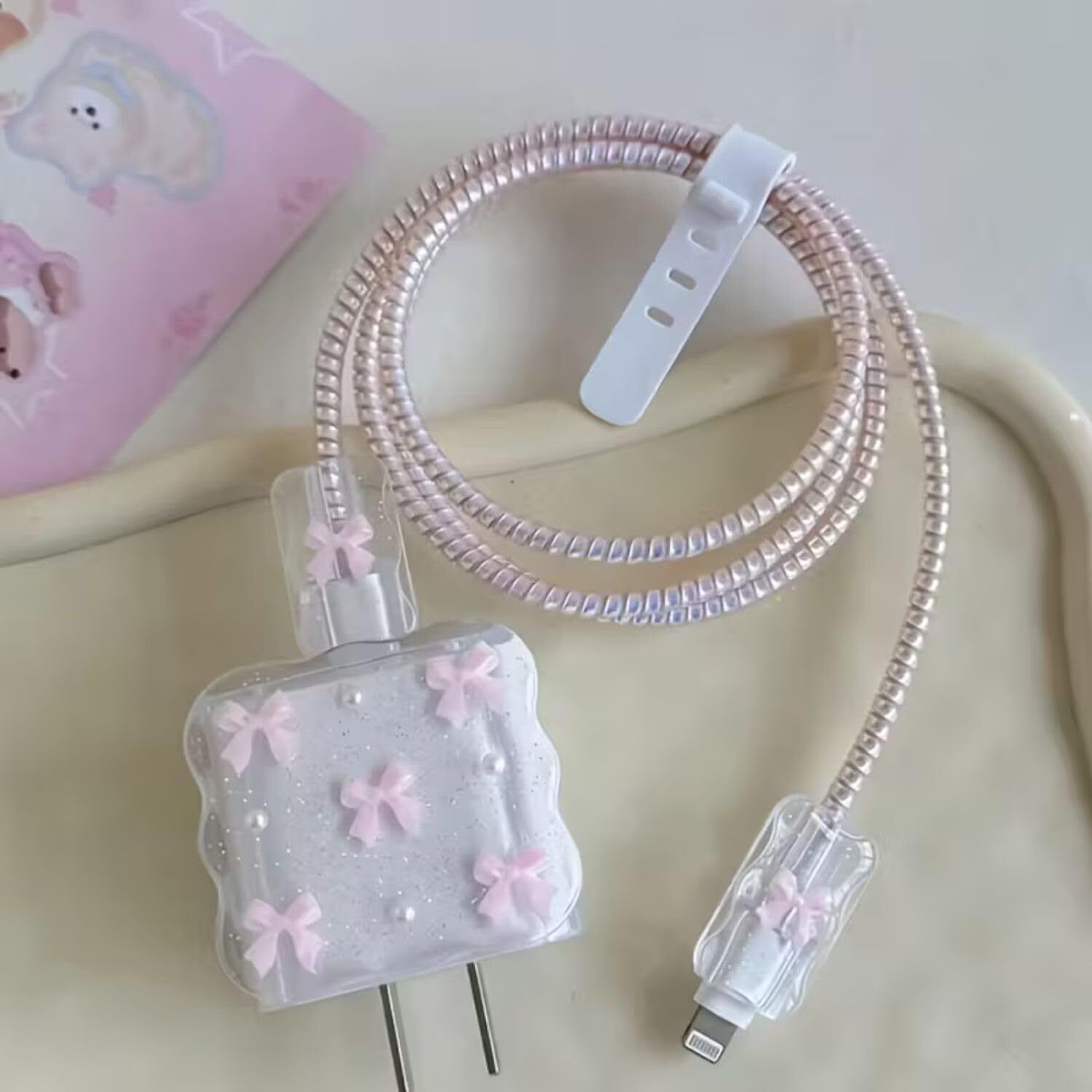 SwapME Bow & Pearl Design 20W Charging Cable Protector for iPhone 17 /16 /15 Pro/Max Cable Protector-picture-11