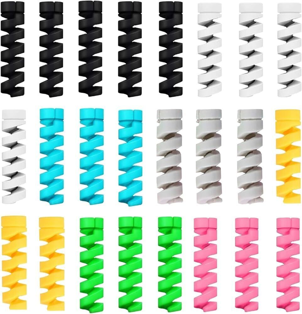 DSNS 25-Piece Silicone Cable Protectors, Charger & Wire Saver Charging Cords Spiral Cable Protector-picture-12