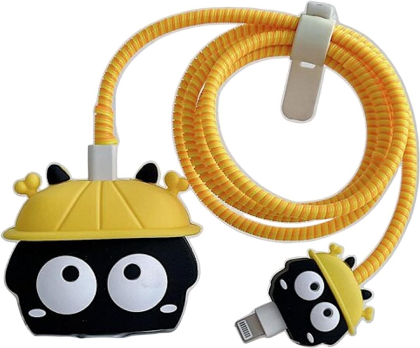 Coverskart Charger Cover for iPhone 18W-20W Charger 3D Cartoon Design Yellow Cap Blk Eye Cable Protector-image-4