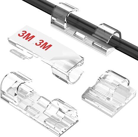 OPSUZY 20 pcs Cable Clips with Strong Self-Adhesive Clear Wire Holders for Wall Durable Cable Protector-image-25