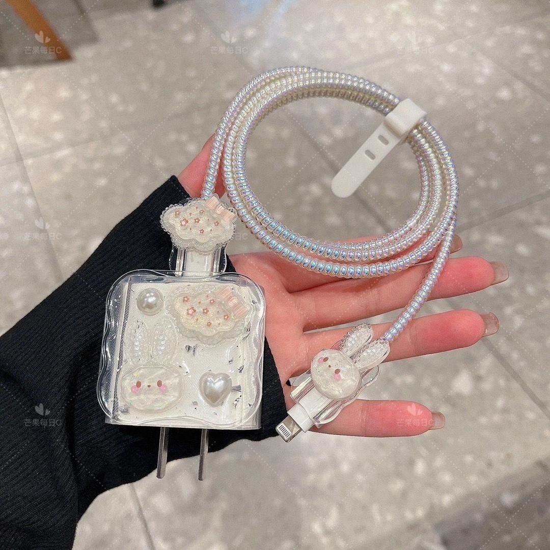 Micvir Charger Cover for iPhone 18W-20W Charger, 3D Cartoon Design Sky, Spiral Cable Protector-picture-30