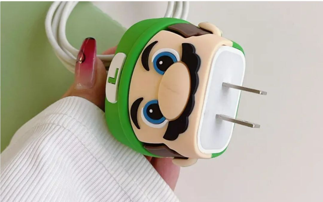 YouAndMeHub Charger Cover for iPhone 18W-20W Charger, 3D Cartoon Design L-MAN, Spiral Cable Protector-image-14