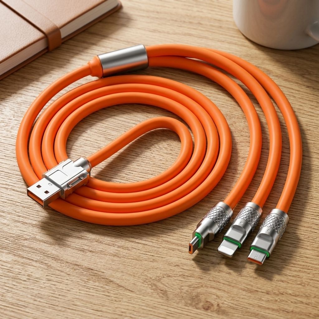 STELLARWARE 3-in-1 Cable 1 m Premium Mobile Charger Cable Triple Connector Orange-image-39