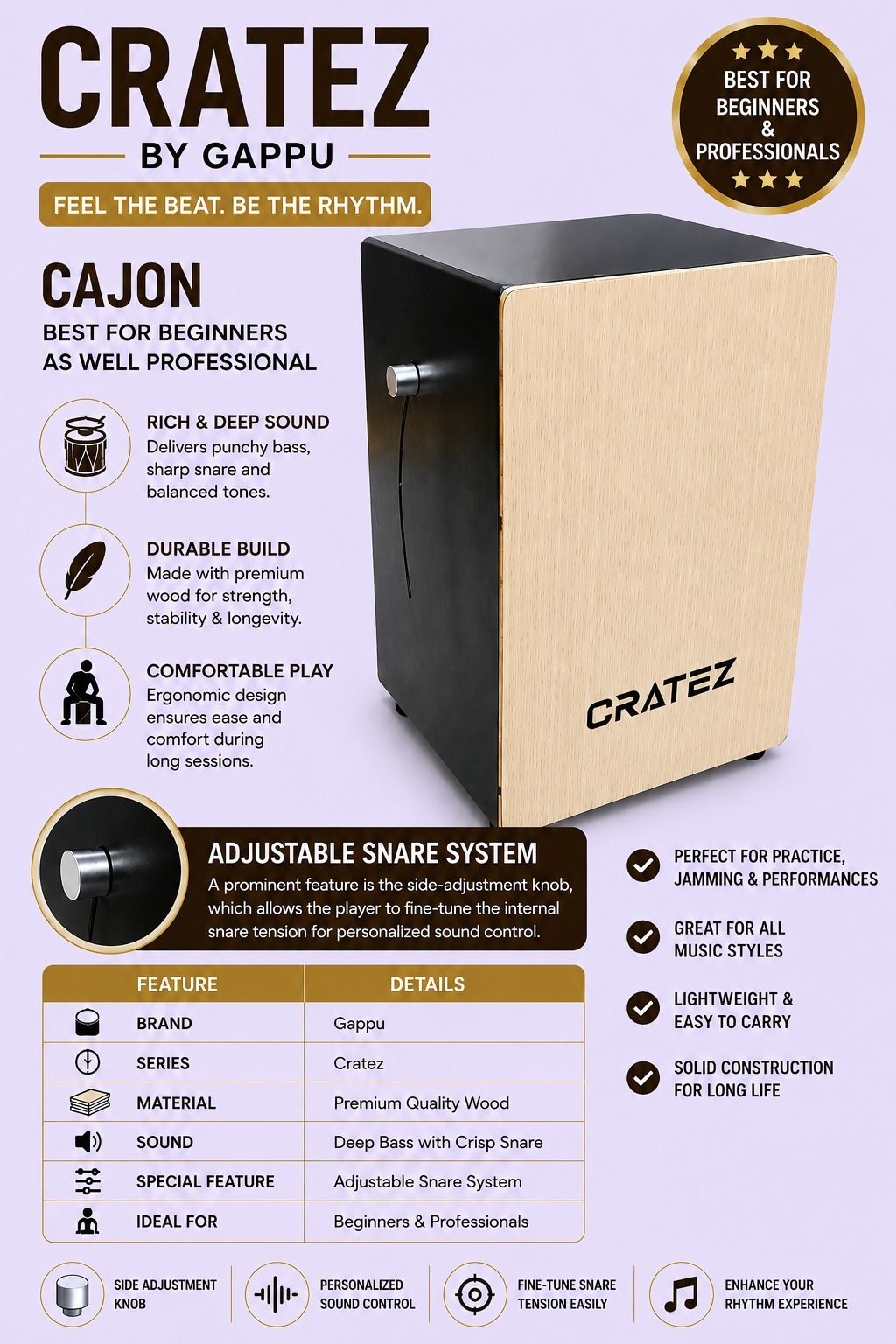 musiking CLAPBOX CRATEZ BY GAPPU CAJON MGAX16 Cajons-picture-35